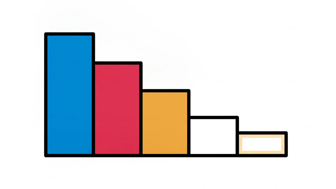 Abstract illustration: four horizontal bars of decreasing length, the longest solid at the top fading to an outline at the bottom